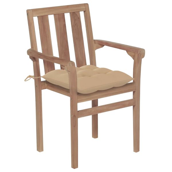 vidaXL Garden Chairs 2 pcs with Beige Cushions Solid Teak Wood