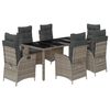 vidaXL 7 Piece Garden Dining Set with Cushions Grey Poly Rattan