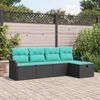 vidaXL Garden Sofa Set Manual 5 pcs Black and turquoise Poly rattan