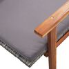 vidaXL Sun Lounger with Cushion Poly Rattan and Solid Acacia Wood Grey