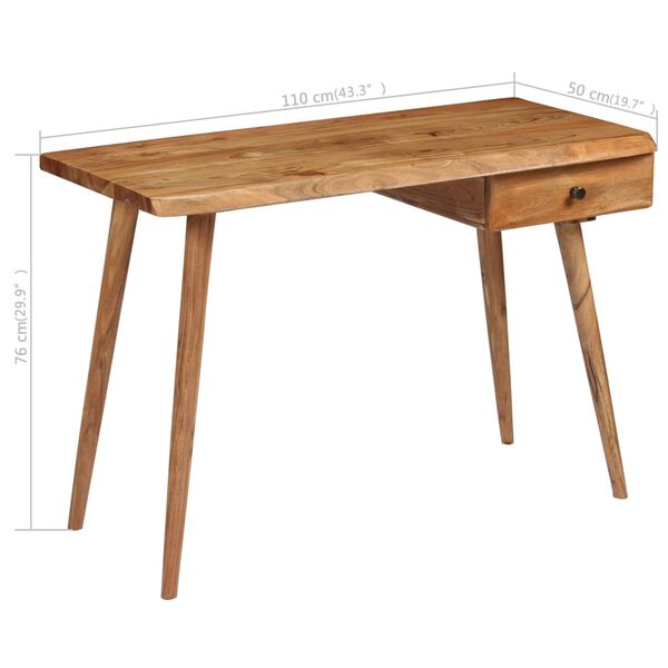 vidaXL Writing Table Solid Acacia Wood 110x50x76 cm