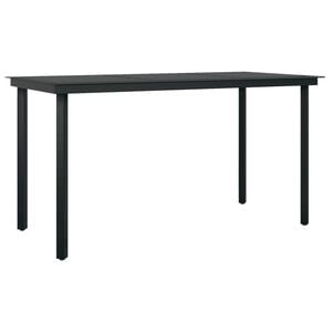 vidaXL Garden Dining Table Black 140x70x74 cm Steel and Glass