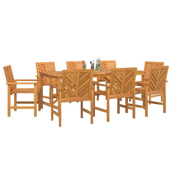 vidaXL Garden Dining Set 9 pcs Brown 200 x 90 x 74 cm