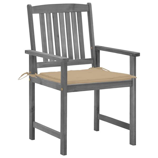 vidaXL Garden Chairs with Cushions 2 pcs Grey Solid Acacia Wood