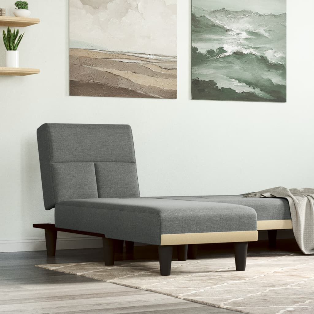 vidaXL Chaise Longue Dark Grey Fabric