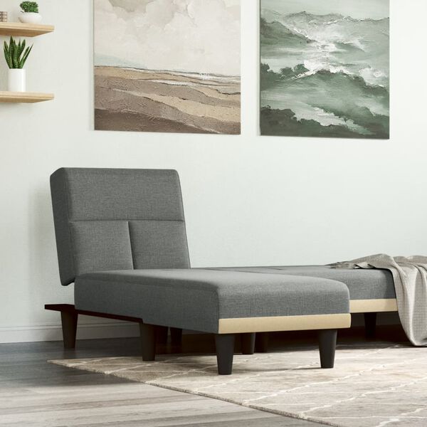 vidaXL Chaise Longue Dark Grey Fabric