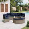 vidaXL 3 Piece Garden Sofa Set Half-Round Grey Poly Rattan
