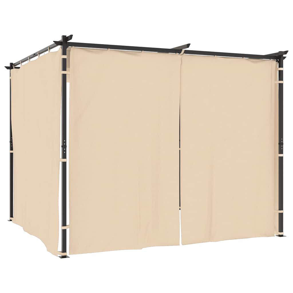 vidaXL Gazebo with Curtains 3x3 m Cream Steel
