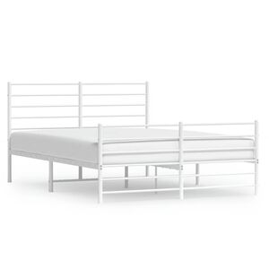 vidaXL Metal Bed Frame without Mattress with Footboard White 150x200cm