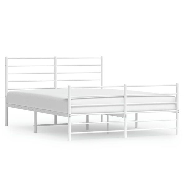 vidaXL Metal Bed Frame without Mattress with Footboard White 150x200cm