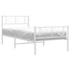 vidaXL Metal Bed Frame without Mattress with Footboard White 100x190cm