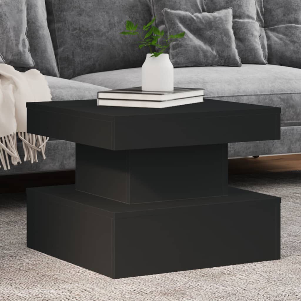 vidaXL Coffee Table with LED Lights Black 50x50x40 cm