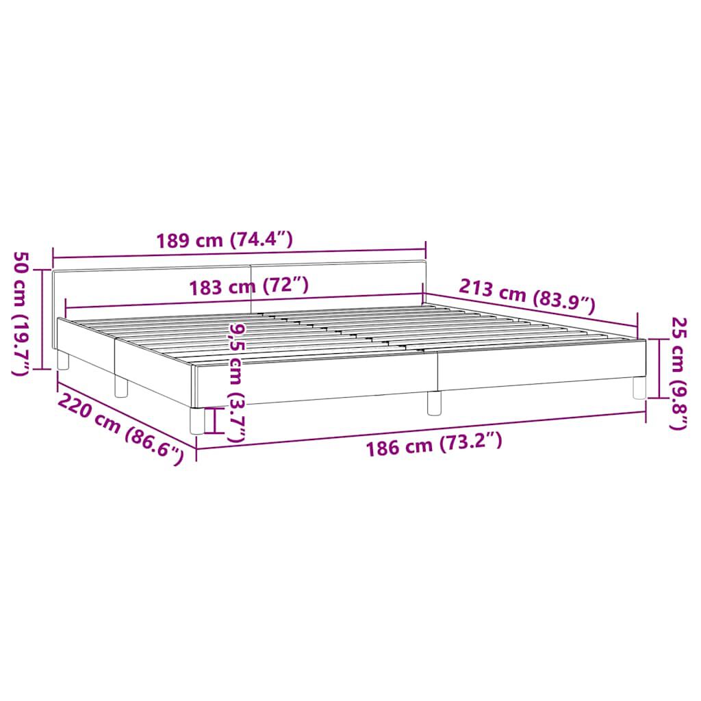 vidaXL Bed Frame without Mattress Black California King Faux Leather