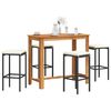 vidaXL 5 Piece Garden Bar Set Black Solid Wood Acacia and Poly Rattan