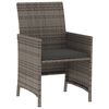 vidaXL 3 Piece Bistro Set with Cushions Grey Poly Rattan