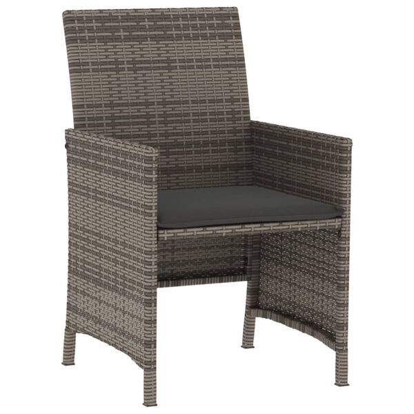 vidaXL 3 Piece Bistro Set with Cushions Grey Poly Rattan