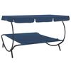 vidaXL Outdoor Lounge Bed with Canopy and Pillows Blue