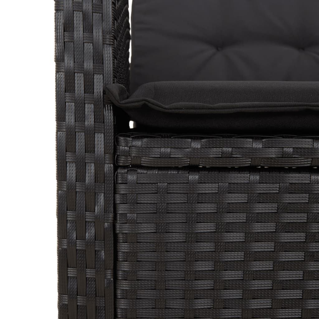 vidaXL 2 Piece Garden Dining Set with Cushions Black Poly Rattan