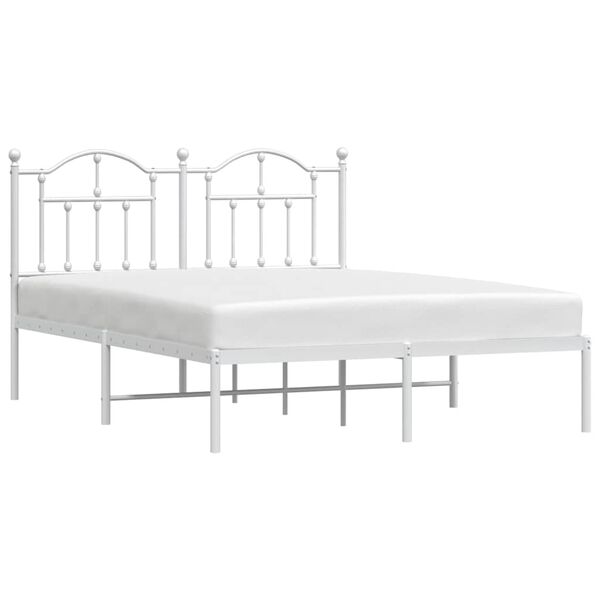 vidaXL Metal Bed Frame without Mattress with Headboard White 150x200cm