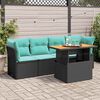 vidaXL 5 Piece Garden Sofa Set with Cushions Black Poly Rattan