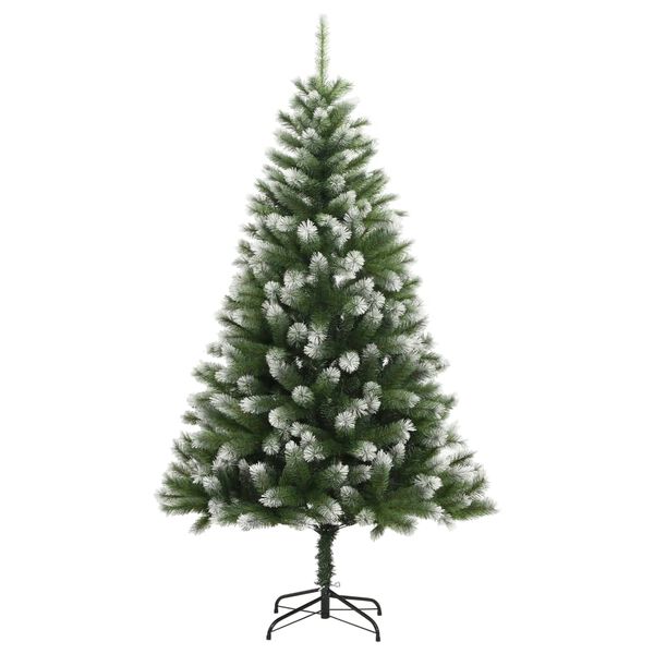 vidaXL Artificial Hinged Christmas Tree with Flocked Snow 180 cm