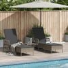 vidaXL Sun lounger Reclining 2 pcs Grey 35 x 35 x 32cm Poly Rattan