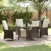 vidaXL Garden Dining Set with Cushion 5 pcs Brown Poly Rattan