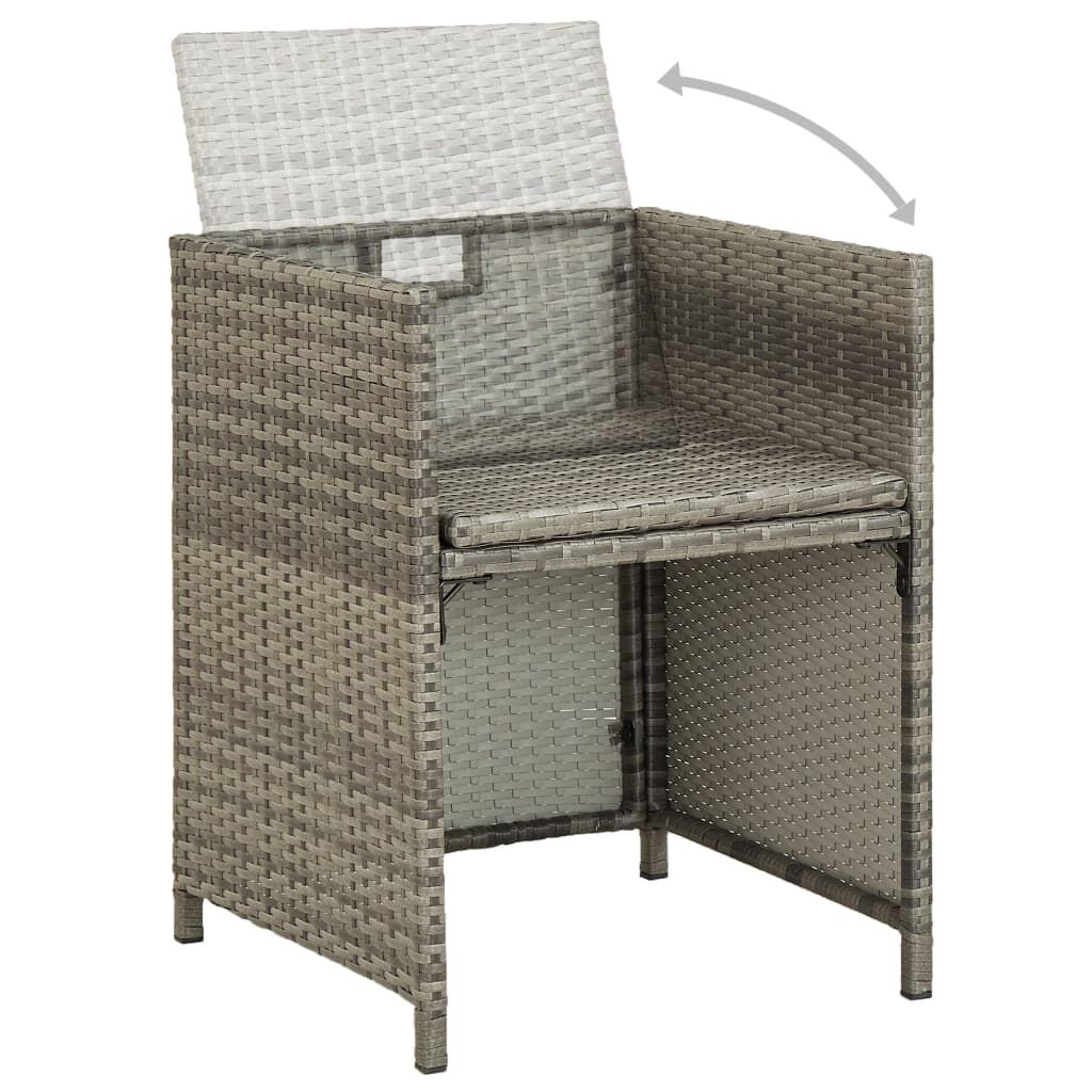 vidaXL Garden Chairs 2 pcs with Cushions Poly Rattan Grey