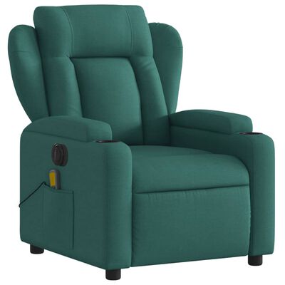 vidaXL Electric Massage Recliner Chair Dark Green Fabric