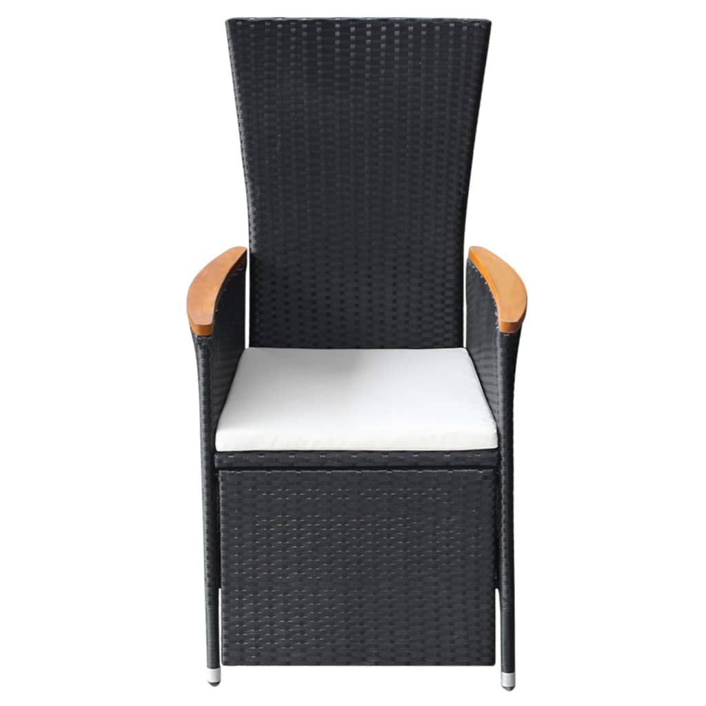 vidaXL Reclining Garden Chairs 2 pcs with Cushions Poly Rattan Black