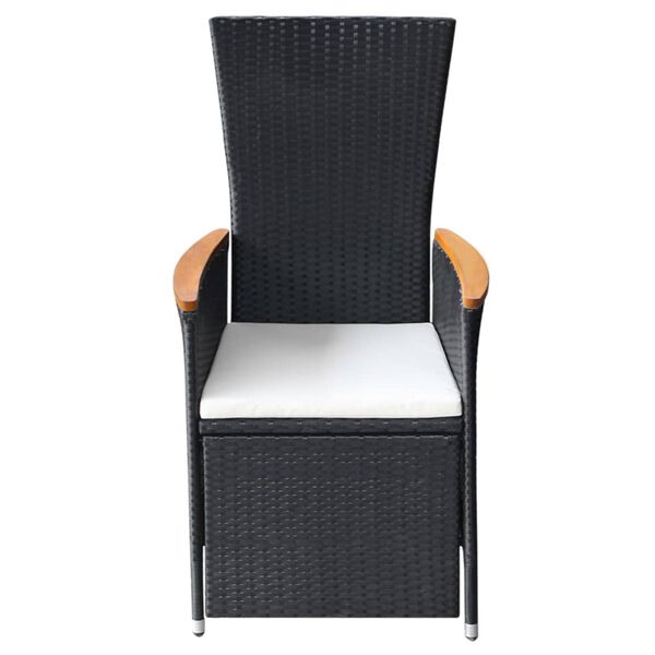 vidaXL Reclining Garden Chairs 2 pcs with Cushions Poly Rattan Black