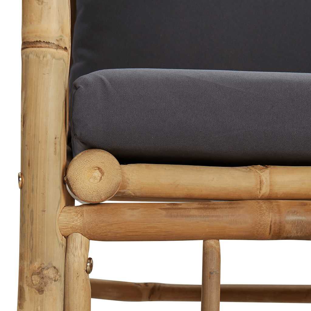 vidaXL Garden Sofa with Dark Grey Cushions Bamboo