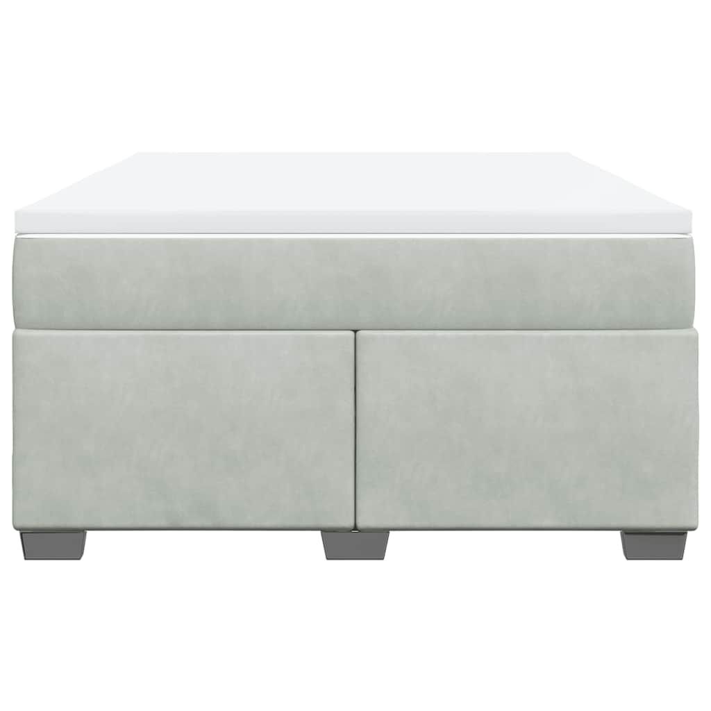 vidaXL Box Spring Bed with Mattress Light Grey Full Velvet