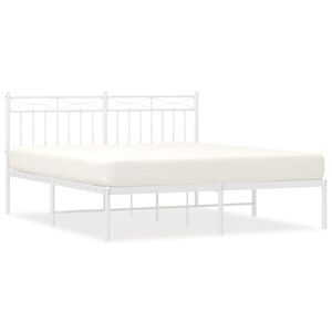 vidaXL Metal Bed Frame without Mattress with Headboard White 150x200cm