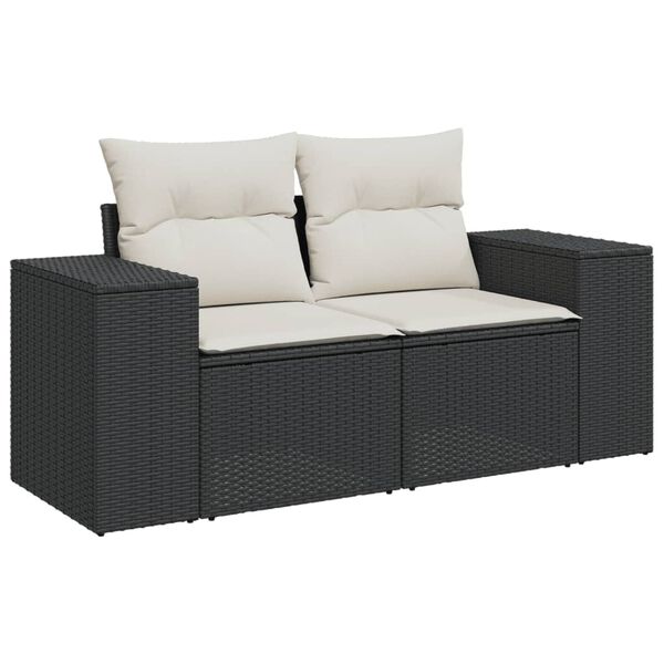vidaXL 11 Piece Garden Sofa Set with Cushions Black Poly Rattan