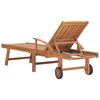 vidaXL Sun Lounger with Grey Cushion Solid Teak Wood