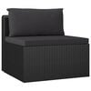 vidaXL 10 Piece Garden Lounge Set with Cushions Poly Rattan Black
