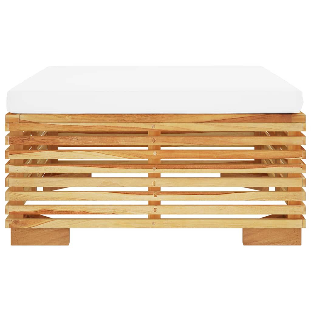 vidaXL Garden Footrest with Cream Cushion Solid Wood Teak