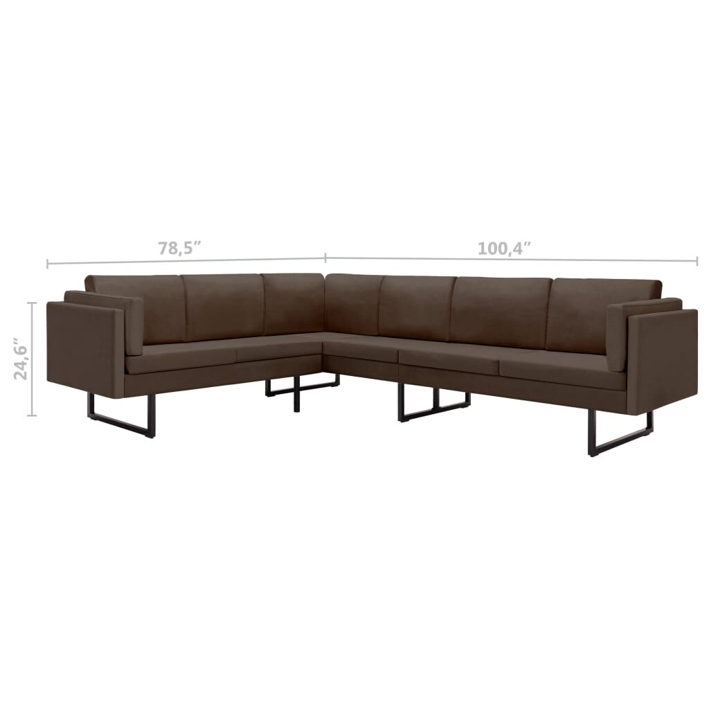 vidaXL Corner Sofa Brown Fabric