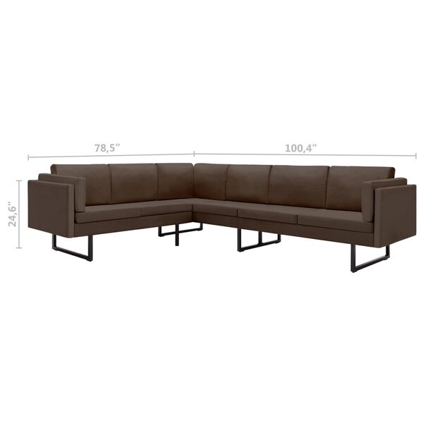 vidaXL Corner Sofa Brown Fabric