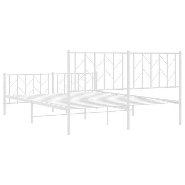 vidaXL Metal Bed Frame without Mattress with Footboard White 150x200cm