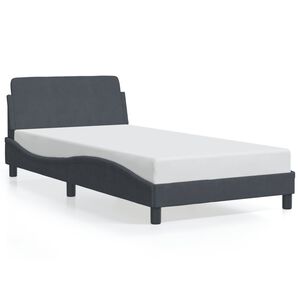 vidaXL Bed Frame "Dover" Dark Grey 100x190 cm Velvet