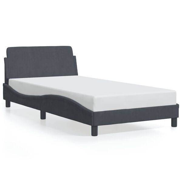 vidaXL Bed Frame "Dover" Dark Grey 100x190 cm Velvet