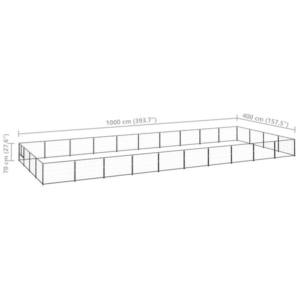vidaXL Dog Kennel Black 40 m² Steel