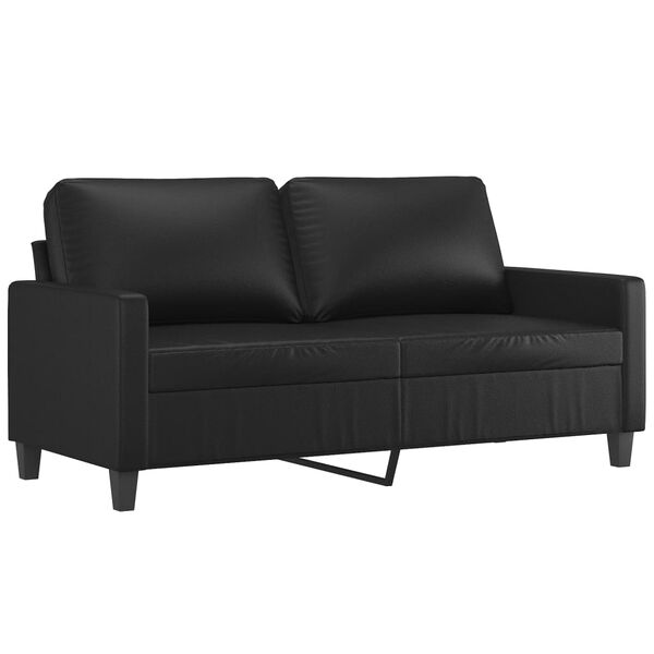 vidaXL 2 Piece Sofa Set with Cushions Black Faux Leather