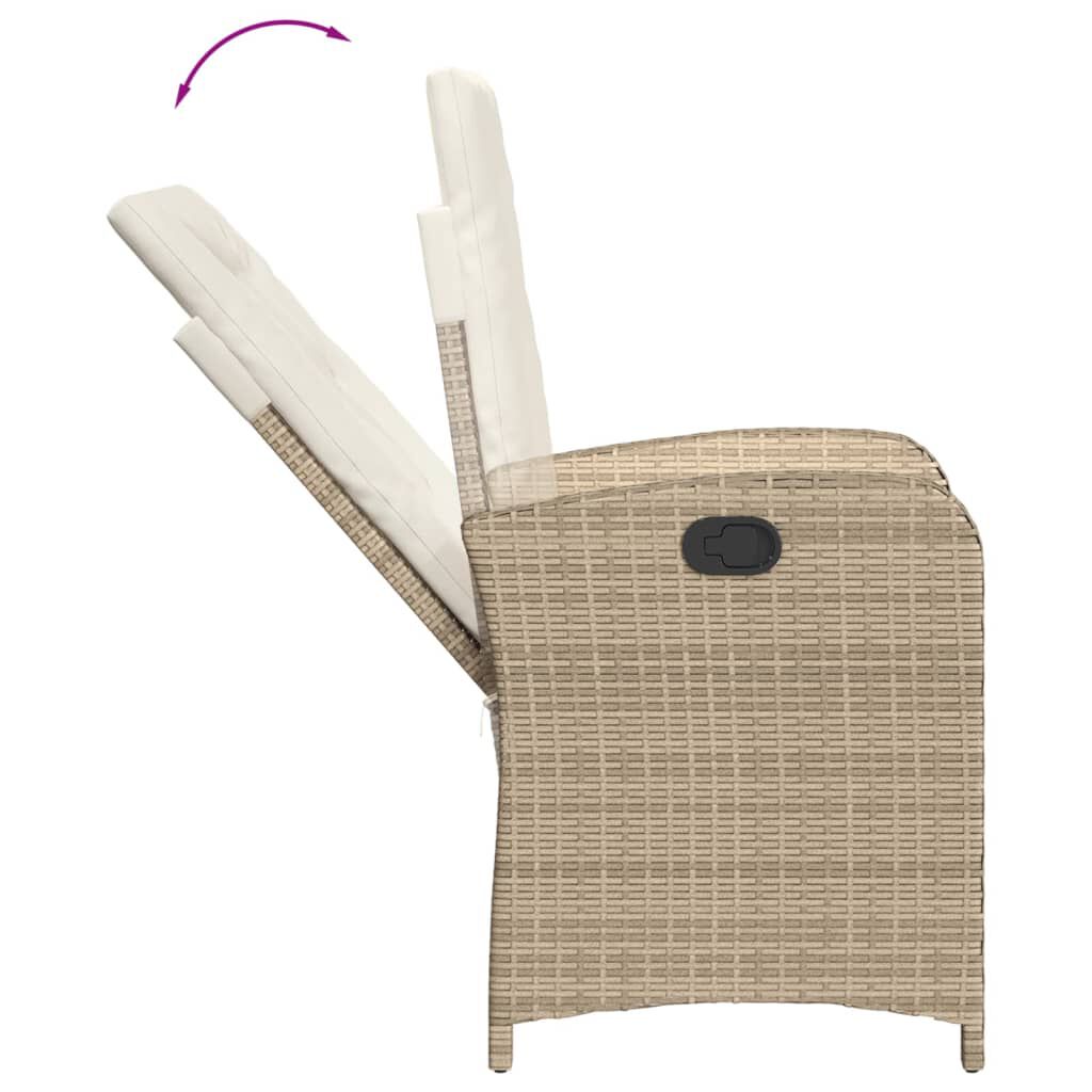 vidaXL 9 Piece Garden Dining Set with Cushions Beige Poly Rattan