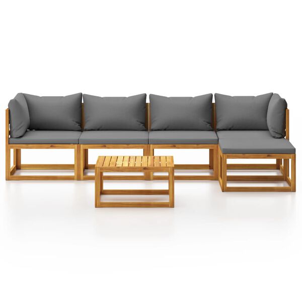 vidaXL 6 Piece Garden Lounge Set with Cushion Solid Acacia Wood