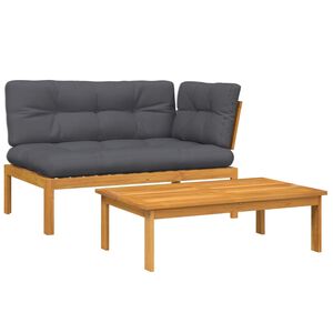 vidaXL 2 Piece Garden Pallet Sofa Set with Cushions Solid Wood Acacia