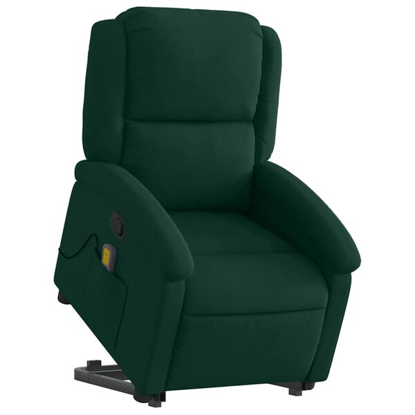 vidaXL Stand up Massage Recliner Chair Dark Green Velvet