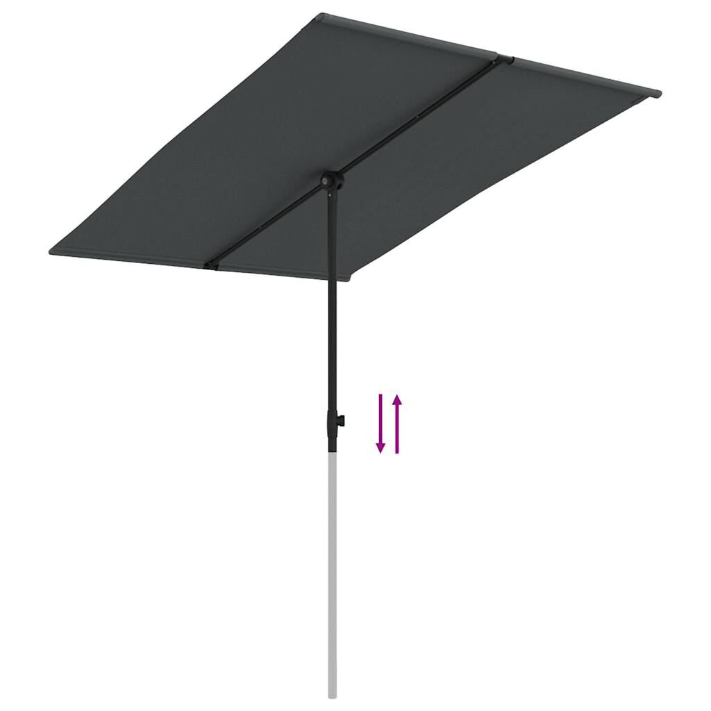 vidaXL Garden Parasol with Aluminium Pole 2x1.5 m Anthracite